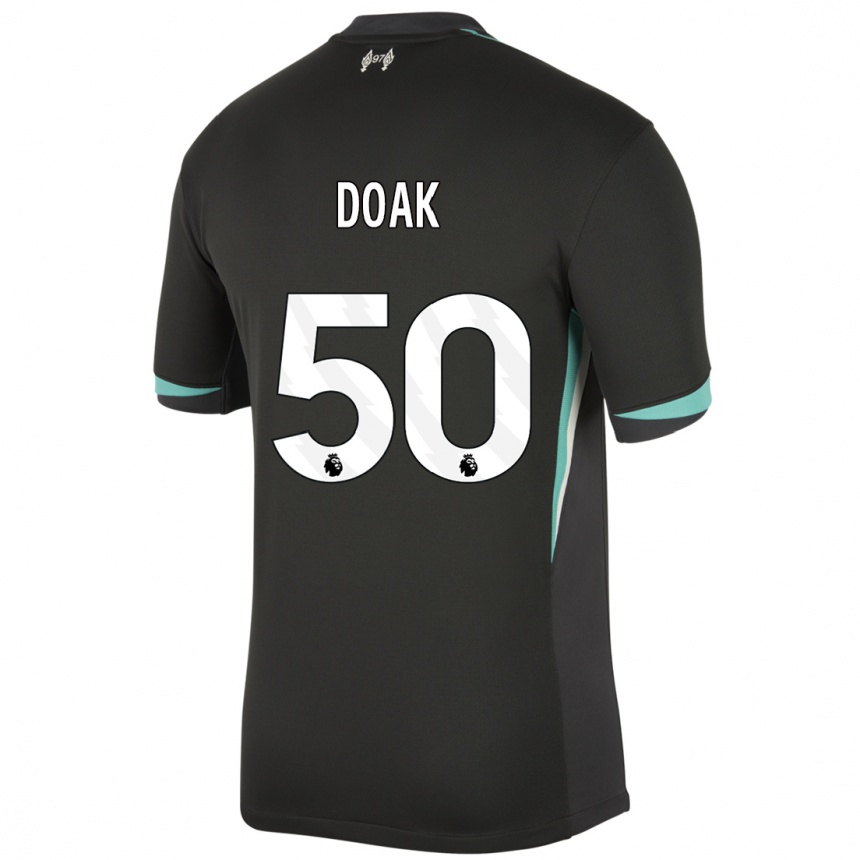 Kids Football Ben Doak #50 Black Anthracite White Away Jersey 2024/25 T-Shirt Uk