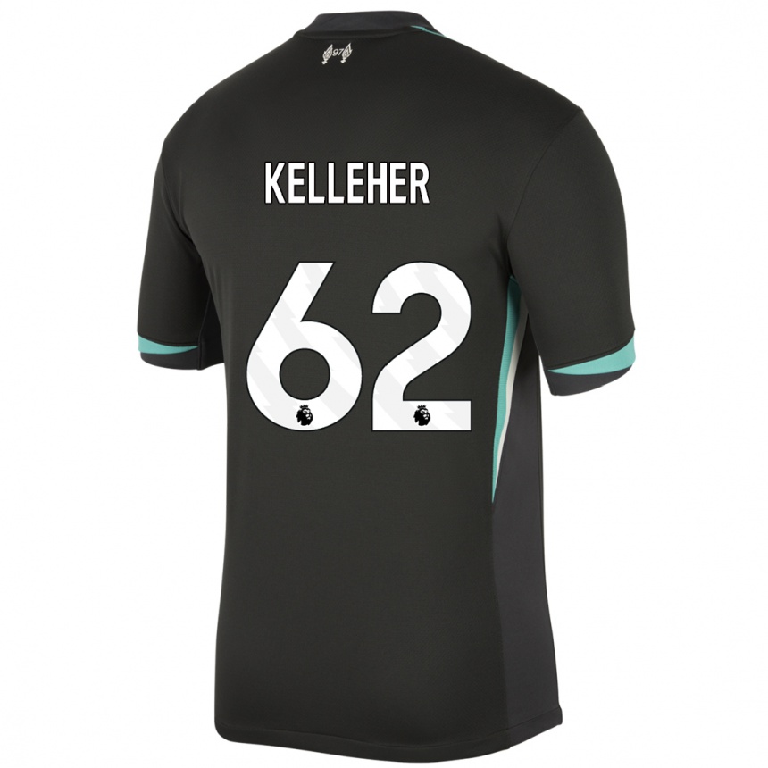 Kids Football Caoimhin Kelleher #62 Black Anthracite White Away Jersey 2024/25 T-Shirt Uk