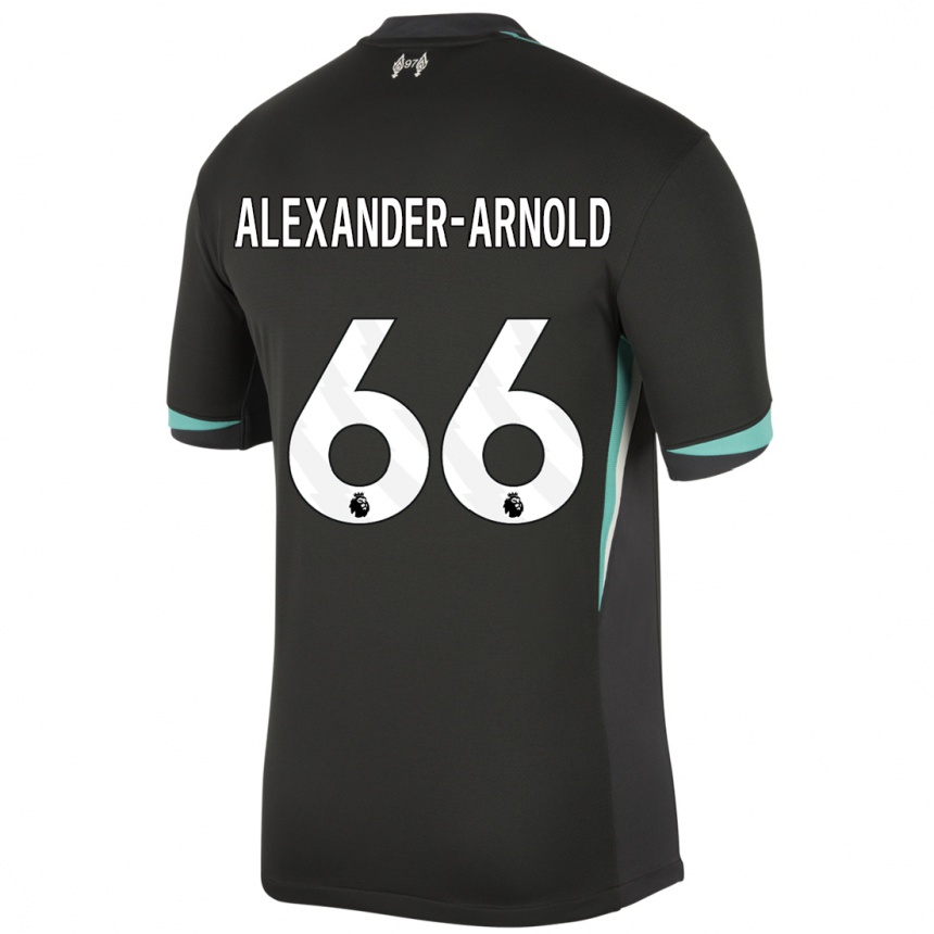 Kids Football Trent Alexander-Arnold #66 Black Anthracite White Away Jersey 2024/25 T-Shirt Uk