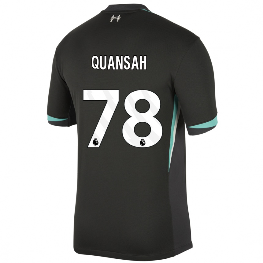 Kids Football Jarell Quansah #78 Black Anthracite White Away Jersey 2024/25 T-Shirt Uk