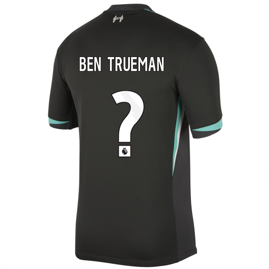 Kids Football Ben Trueman #0 Black Anthracite White Away Jersey 2024/25 T-Shirt Uk