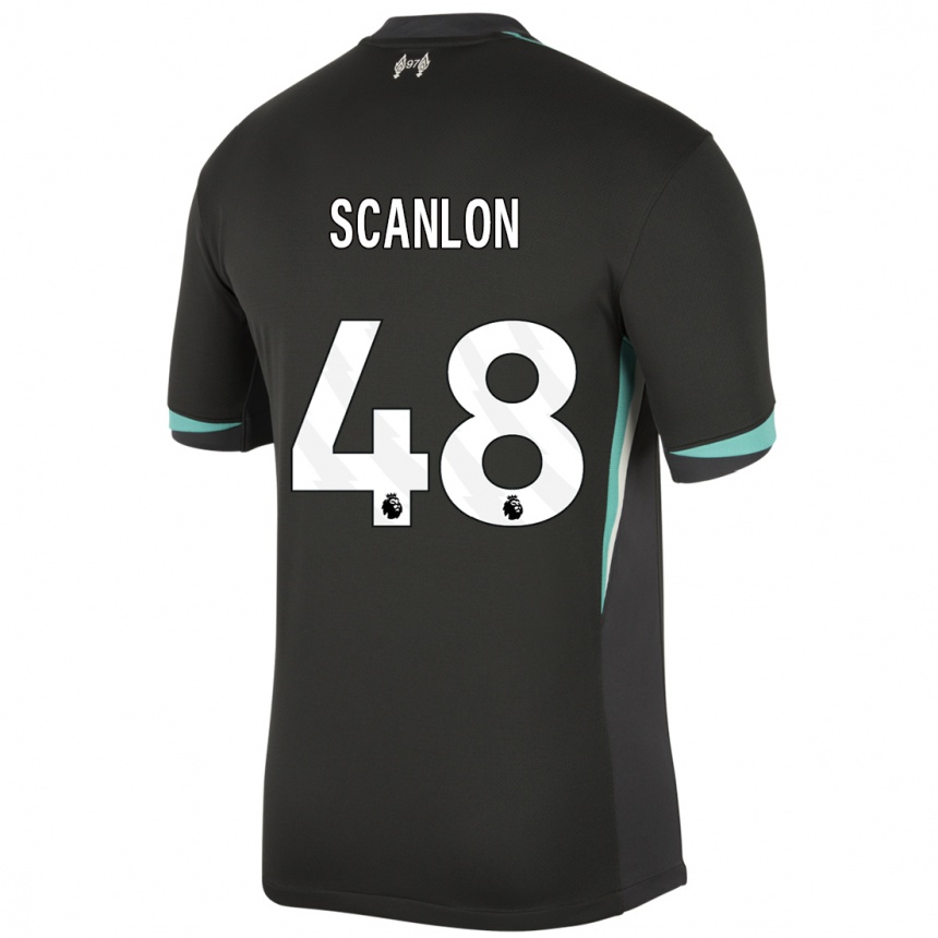 Kids Football Calum Scanlon #48 Black Anthracite White Away Jersey 2024/25 T-Shirt Uk