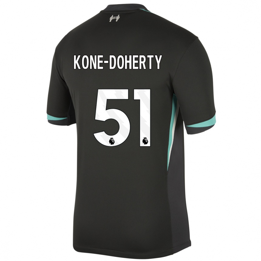 Kids Football Trent Kone-Doherty #51 Black Anthracite White Away Jersey 2024/25 T-Shirt Uk