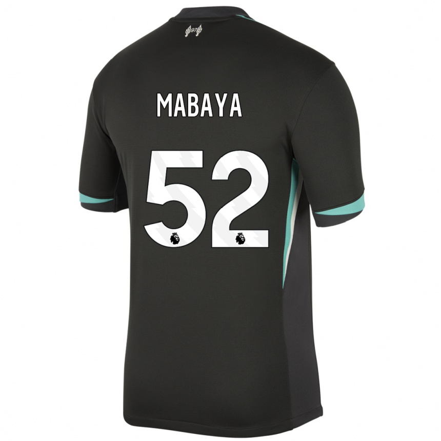 Kids Football Isaac Mabaya #52 Black Anthracite White Away Jersey 2024/25 T-Shirt Uk