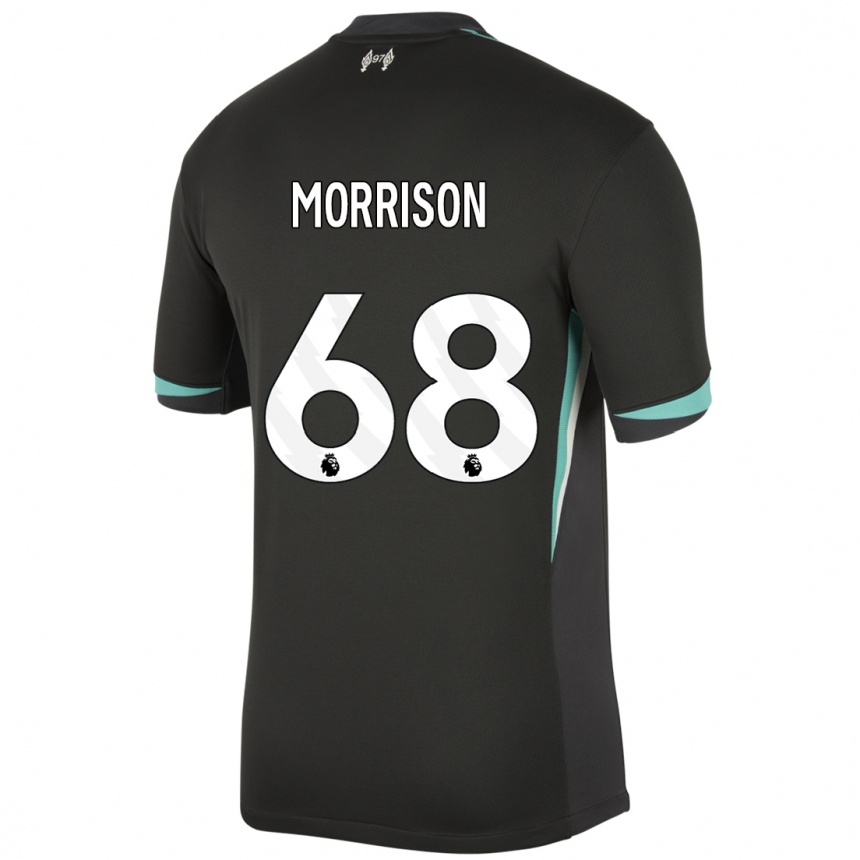 Kids Football Kieran Morrison #68 Black Anthracite White Away Jersey 2024/25 T-Shirt Uk