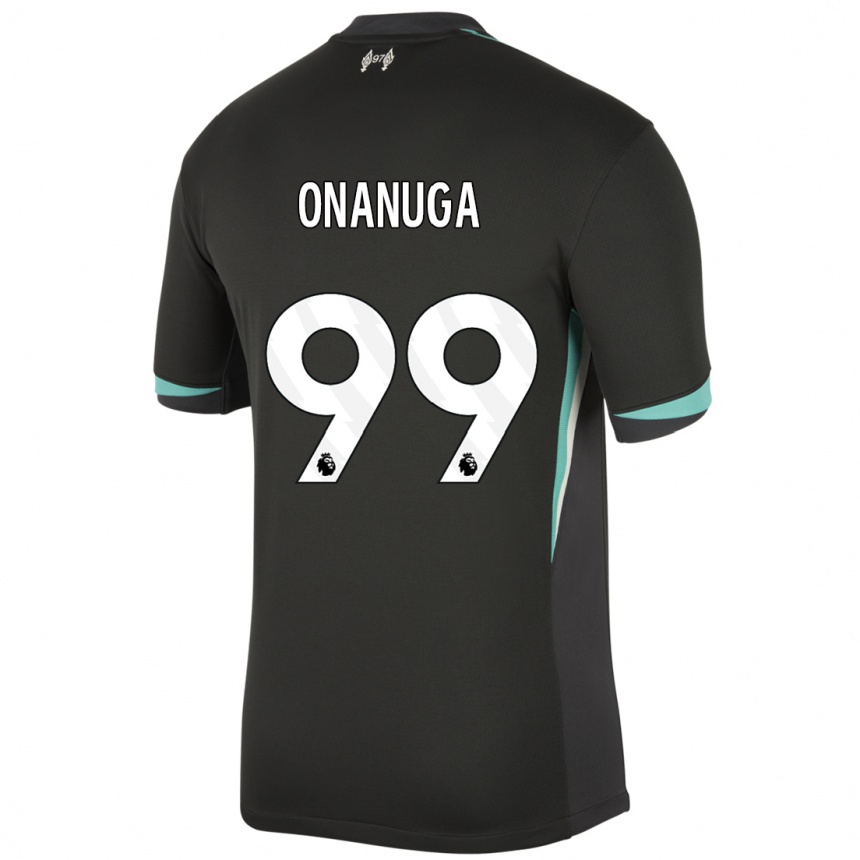 Kids Football Fola Onanuga #99 Black Anthracite White Away Jersey 2024/25 T-Shirt Uk