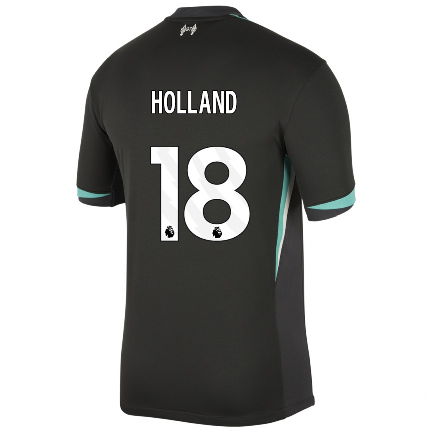 Kids Football Ceri Holland #18 Black Anthracite White Away Jersey 2024/25 T-Shirt Uk