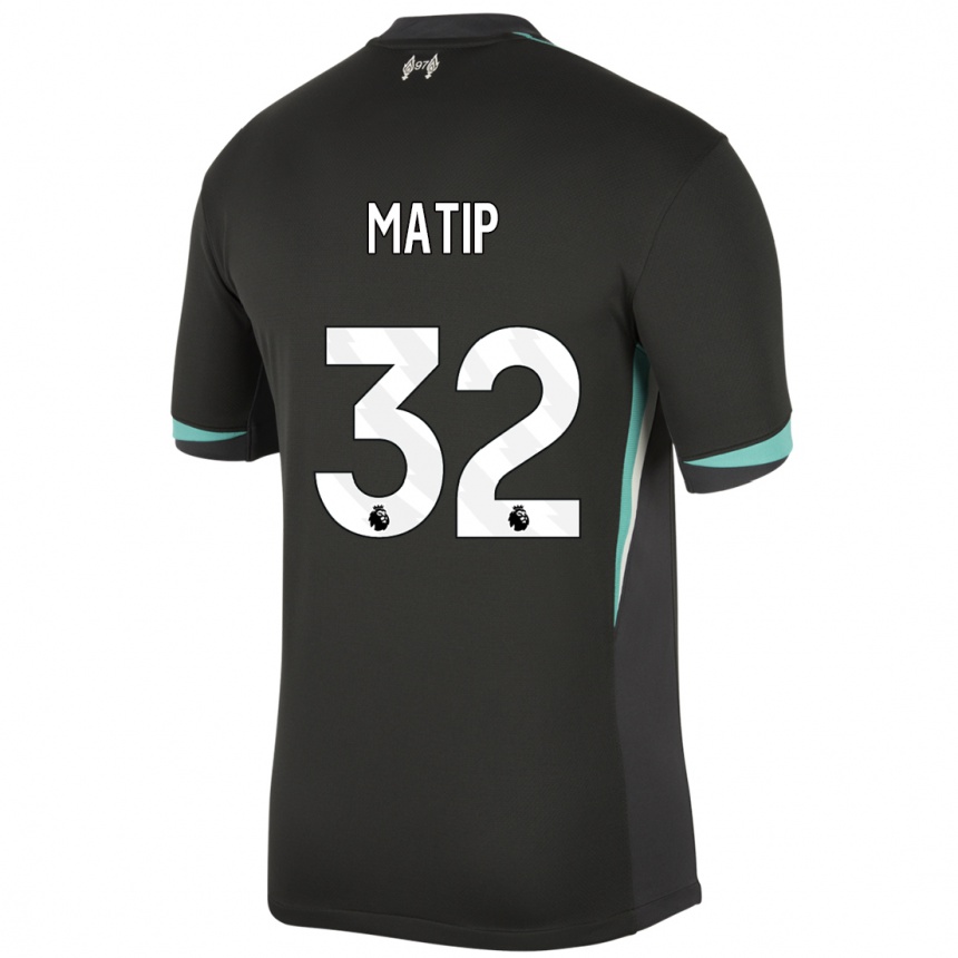 Kids Football Joel Matip #32 Black Anthracite White Away Jersey 2024/25 T-Shirt Uk