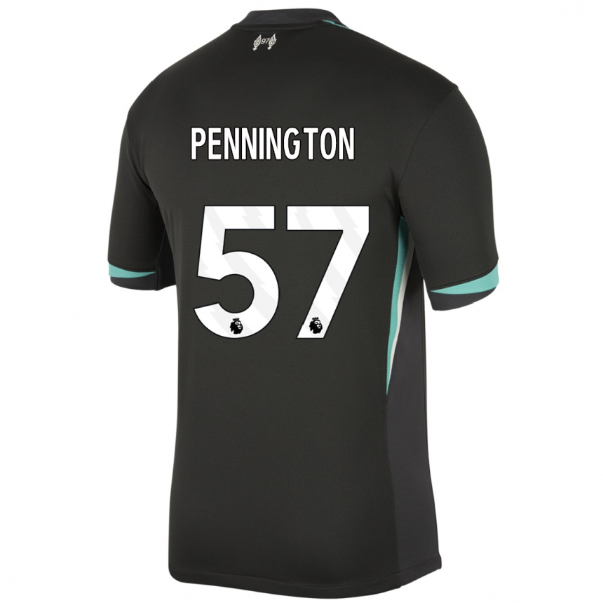 Kids Football Cody Pennington #57 Black Anthracite White Away Jersey 2024/25 T-Shirt Uk