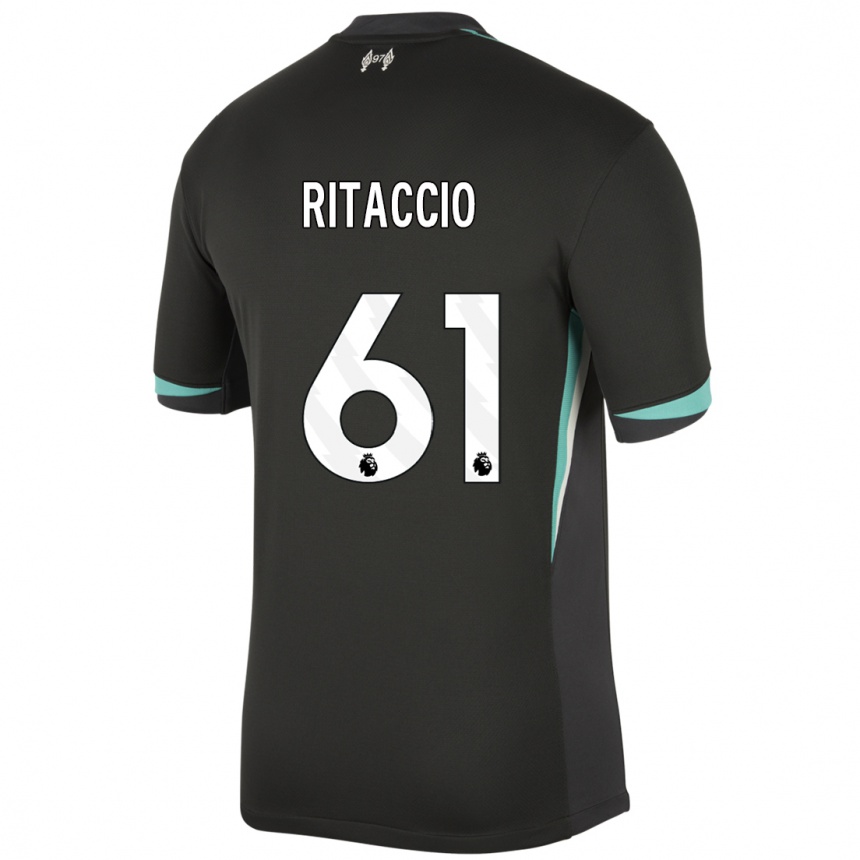 Kids Football Matteo Ritaccio #61 Black Anthracite White Away Jersey 2024/25 T-Shirt Uk