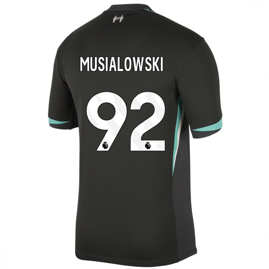 Kids Football Mateusz Musialowski #92 Black Anthracite White Away Jersey 2024/25 T-Shirt Uk