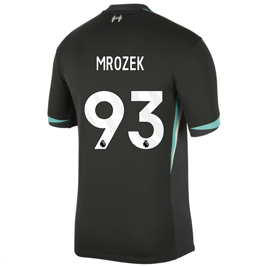 Kids Football Fabian Mrozek #93 Black Anthracite White Away Jersey 2024/25 T-Shirt Uk