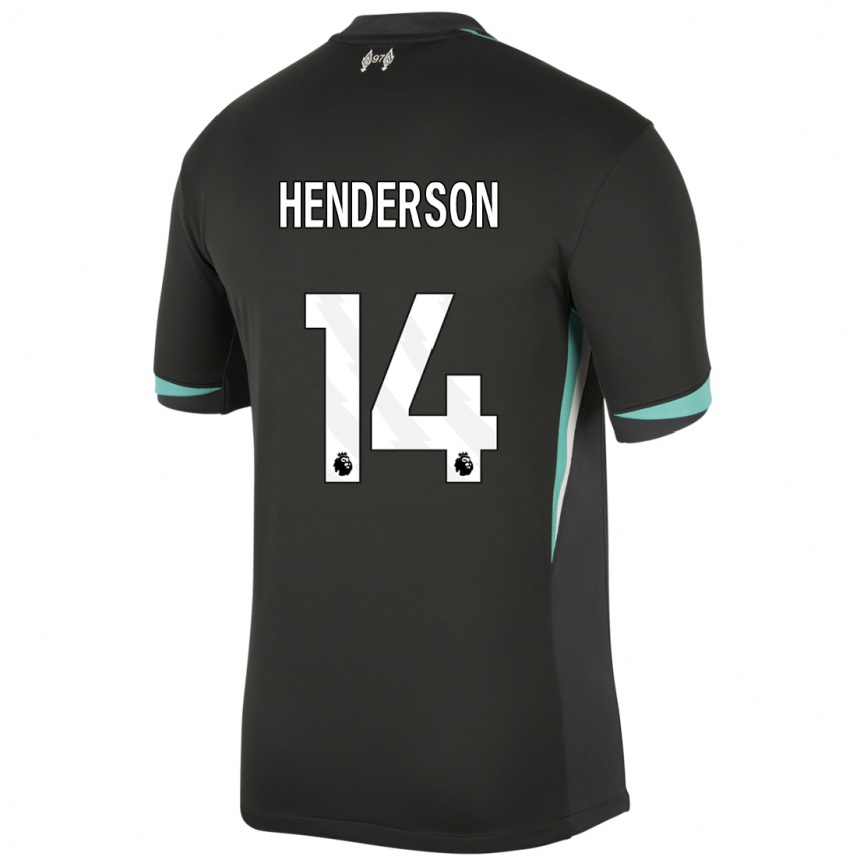 Kids Football Henderson #14 Black Anthracite White Away Jersey 2024/25 T-Shirt Uk