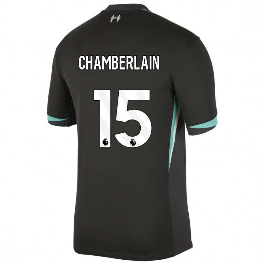 Kids Football Alex Oxlade Chamberlain #15 Black Anthracite White Away Jersey 2024/25 T-Shirt Uk