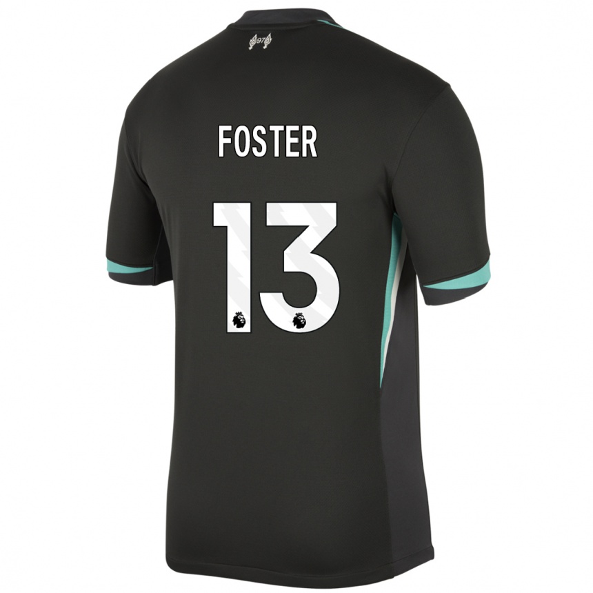 Kids Football Rylee Foster #13 Black Anthracite White Away Jersey 2024/25 T-Shirt Uk