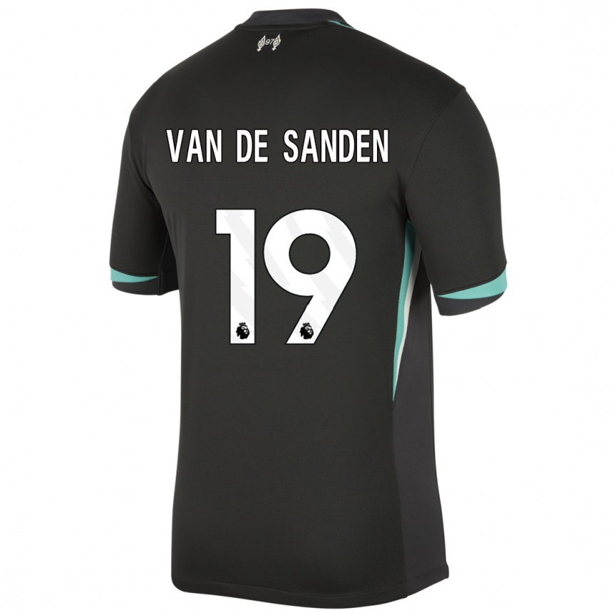 Kids Football Shanice Van De Sanden #19 Black Anthracite White Away Jersey 2024/25 T-Shirt Uk