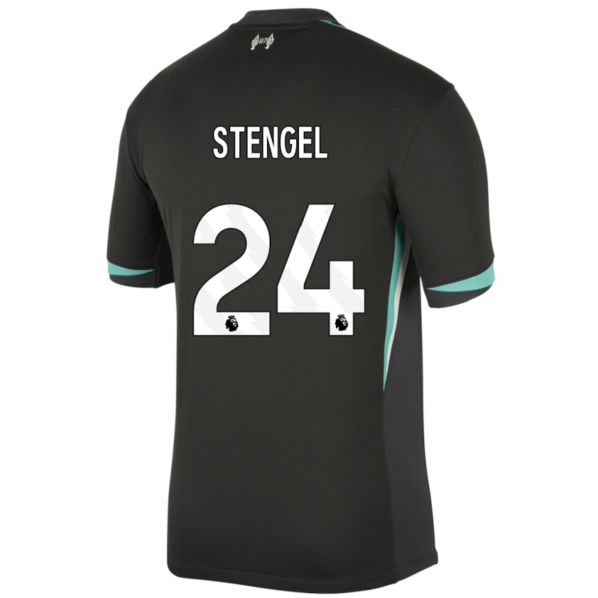 Kids Football Katie Stengel #24 Black Anthracite White Away Jersey 2024/25 T-Shirt Uk