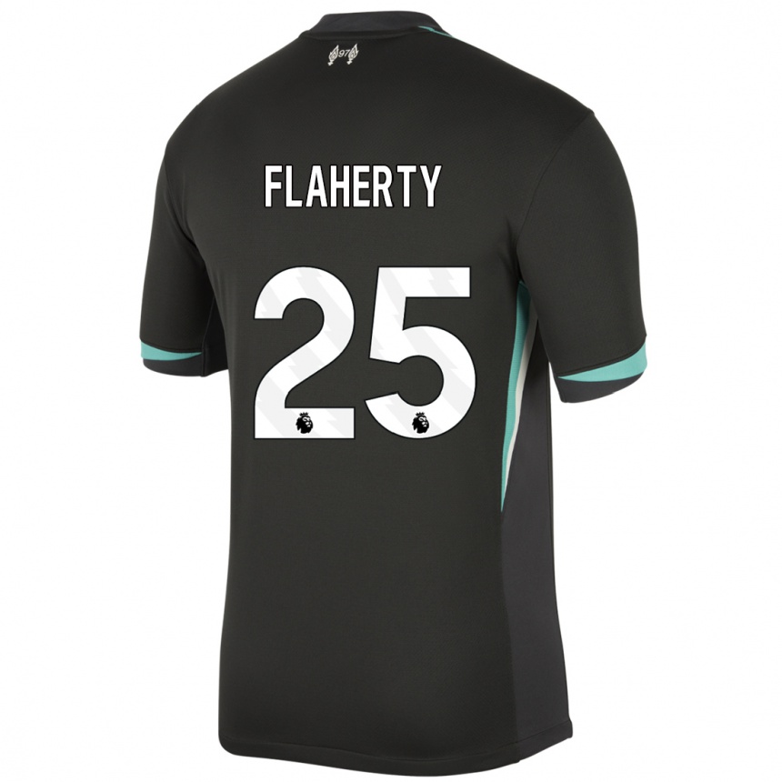 Kids Football Gilly Flaherty #25 Black Anthracite White Away Jersey 2024/25 T-Shirt Uk