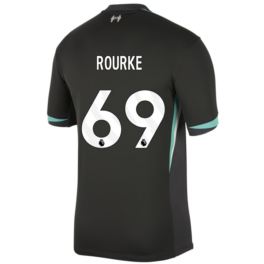 Kids Football Fidel O'rourke #69 Black Anthracite White Away Jersey 2024/25 T-Shirt Uk