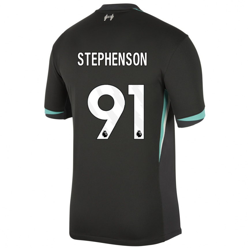 Kids Football Luca Stephenson #91 Black Anthracite White Away Jersey 2024/25 T-Shirt Uk