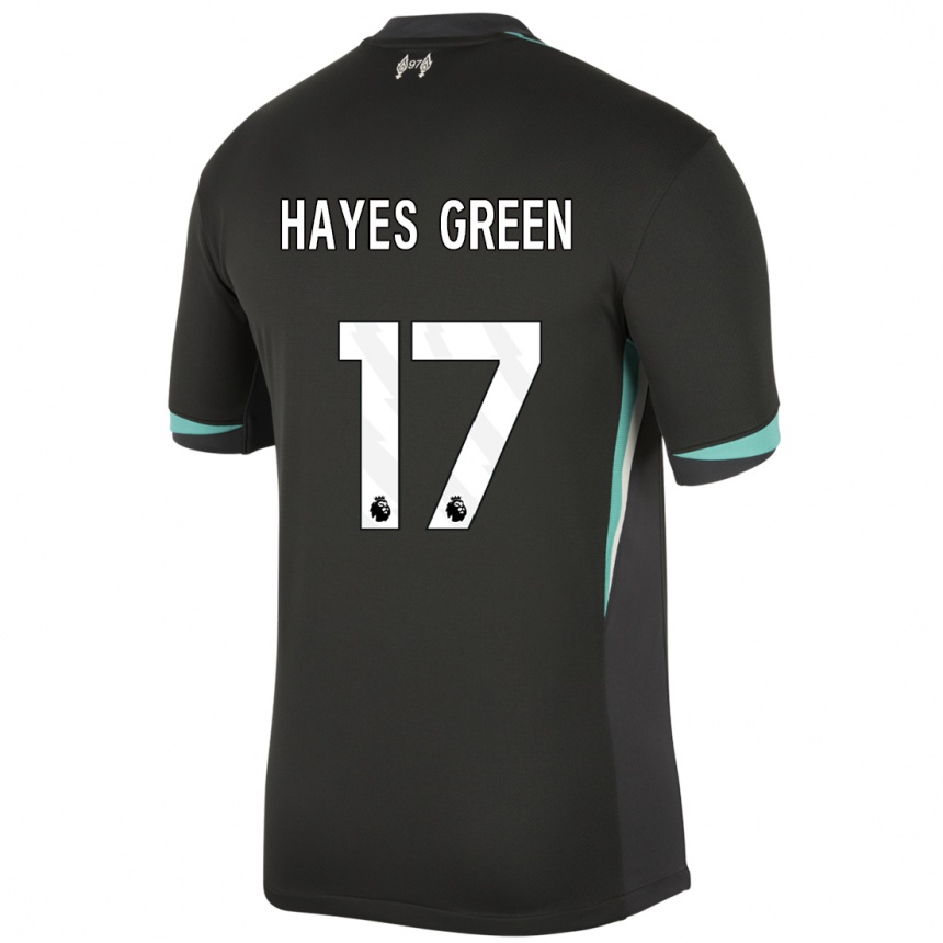 Kids Football Charlie Hayes-Green #17 Black Anthracite White Away Jersey 2024/25 T-Shirt Uk