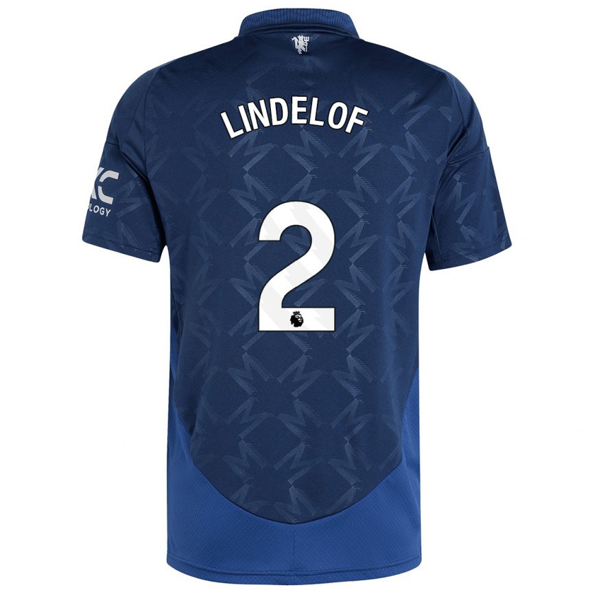 Kids Football Victor Lindelof #2 Indigo Away Jersey 2024/25 T-Shirt Uk