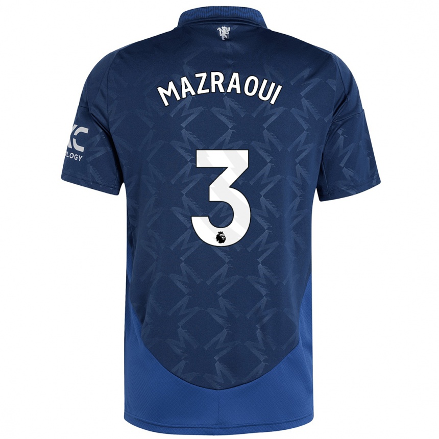 Kids Football Noussair Mazraoui #3 Indigo Away Jersey 2024/25 T-Shirt Uk