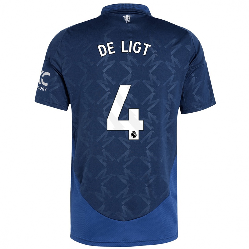 Kids Football Matthijs De Ligt #4 Indigo Away Jersey 2024/25 T-Shirt Uk