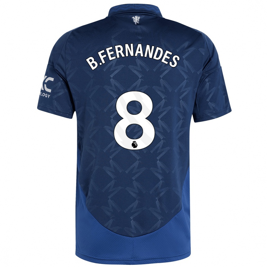 Kids Football Bruno Fernandes #8 Indigo Away Jersey 2024/25 T-Shirt Uk