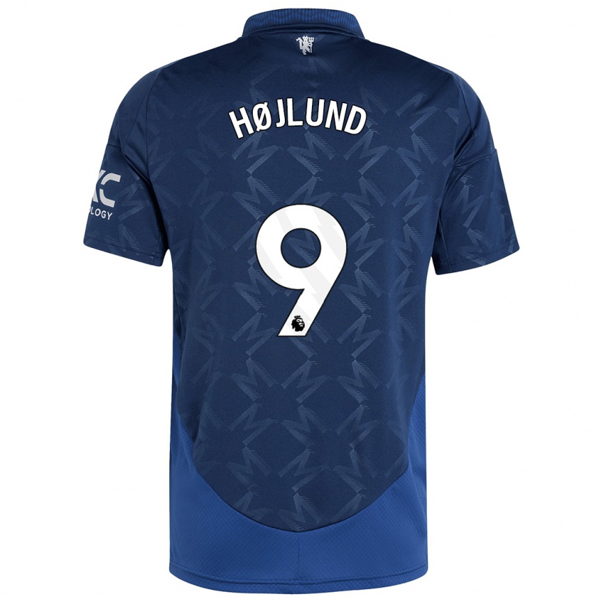 Kids Football Rasmus Højlund #9 Indigo Away Jersey 2024/25 T-Shirt Uk