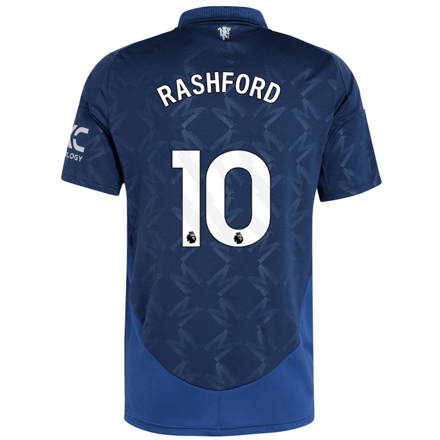 Kids Football Marcus Rashford #10 Indigo Away Jersey 2024/25 T-Shirt Uk