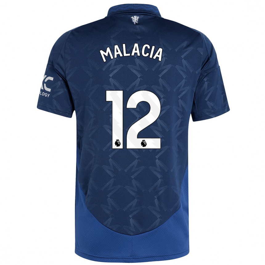 Kids Football Tyrell Malacia #12 Indigo Away Jersey 2024/25 T-Shirt Uk