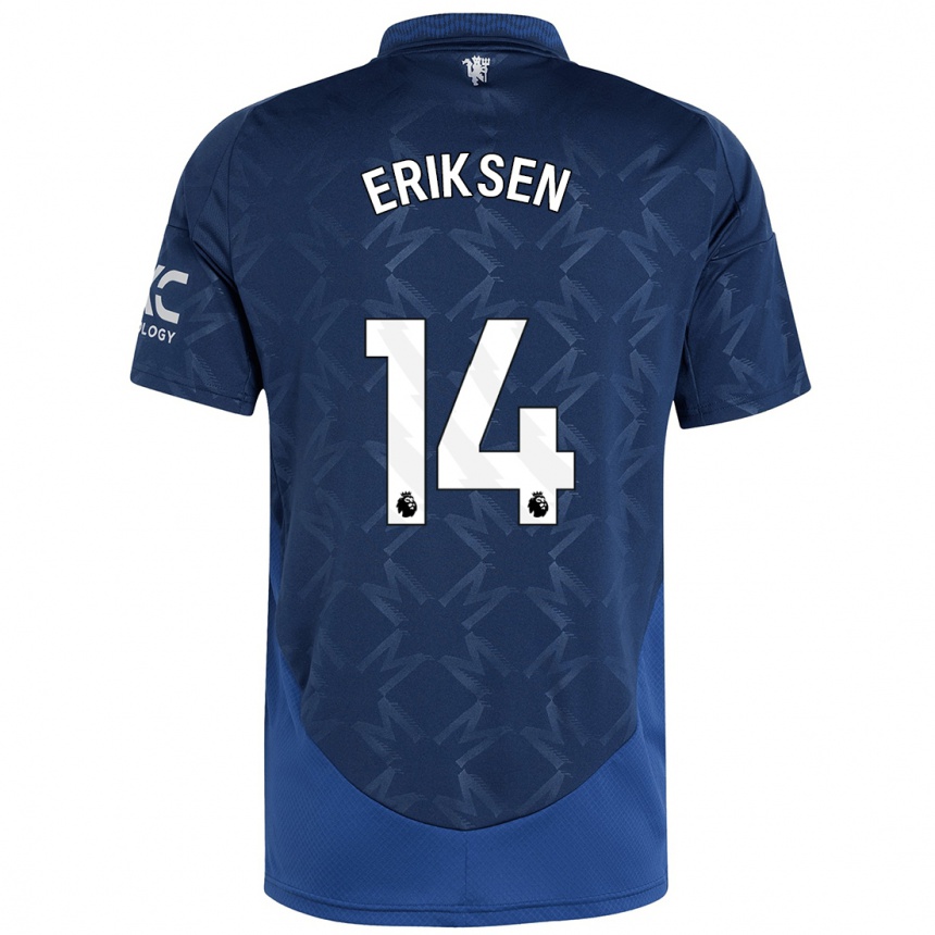 Kids Football Christian Eriksen #14 Indigo Away Jersey 2024/25 T-Shirt Uk