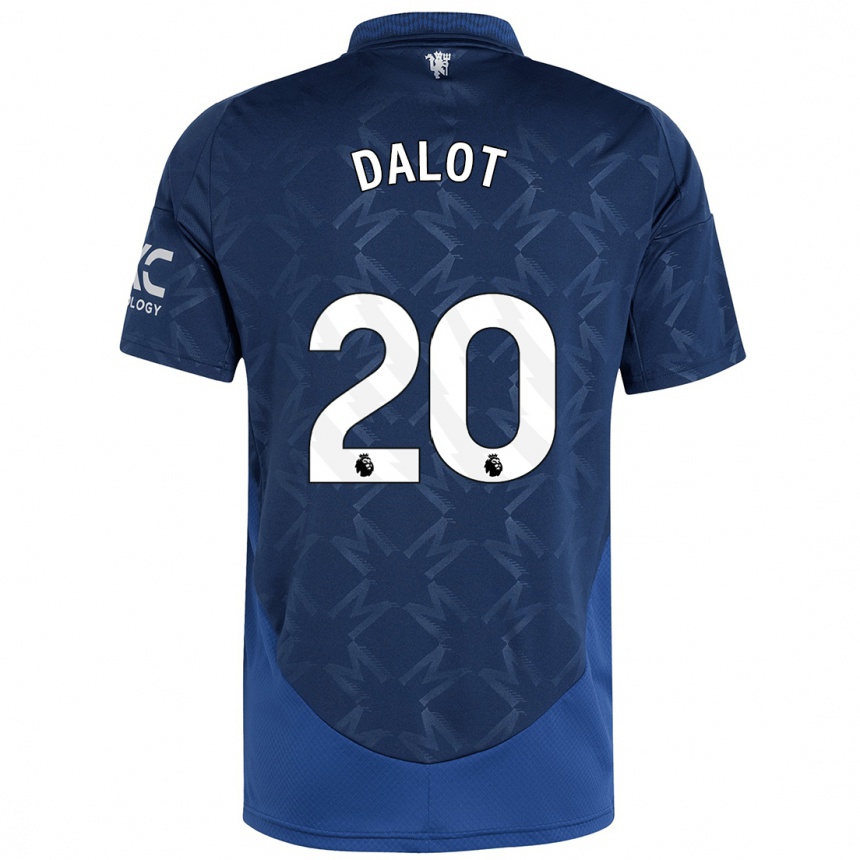 Kids Football Diogo Dalot #20 Indigo Away Jersey 2024/25 T-Shirt Uk