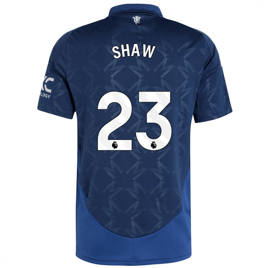 Kids Football Luke Shaw #23 Indigo Away Jersey 2024/25 T-Shirt Uk