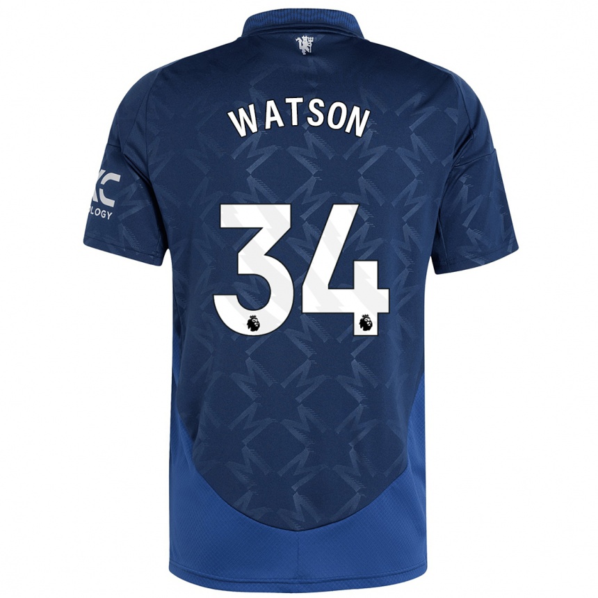 Kids Football Emma Watson #34 Indigo Away Jersey 2024/25 T-Shirt Uk