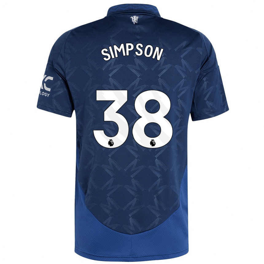 Kids Football Jess Simpson #38 Indigo Away Jersey 2024/25 T-Shirt Uk