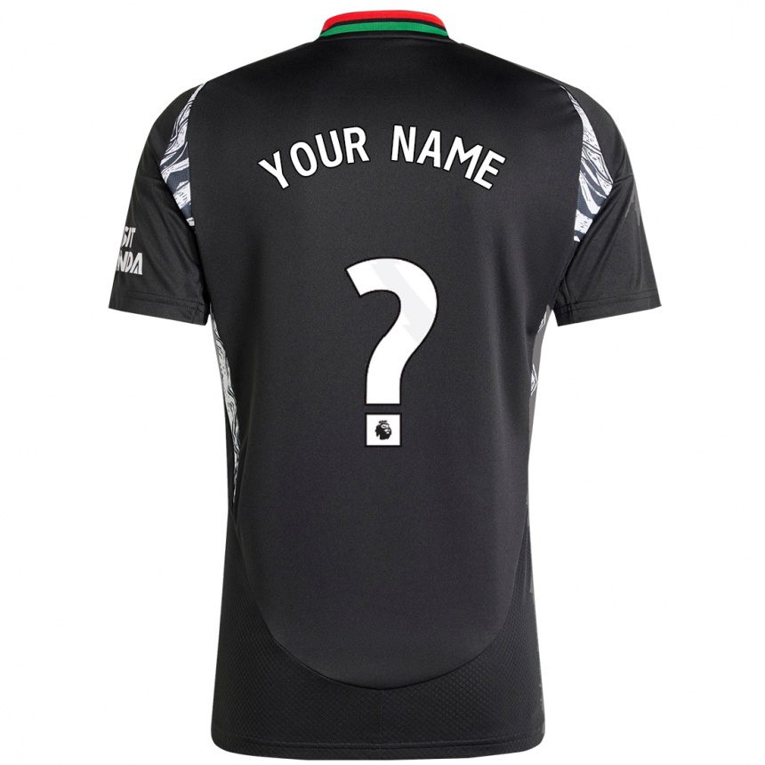 Kids Football Your Name #0 Black Away Jersey 2024/25 T-Shirt Uk