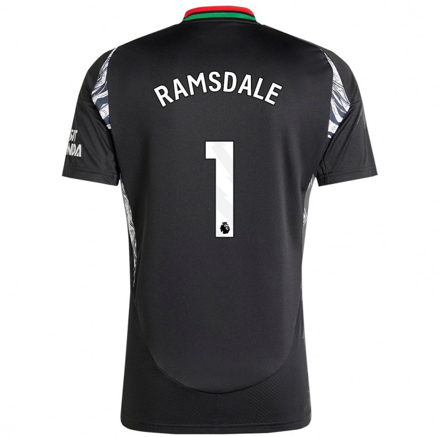 Kids Football Aaron Ramsdale #1 Black Away Jersey 2024/25 T-Shirt Uk