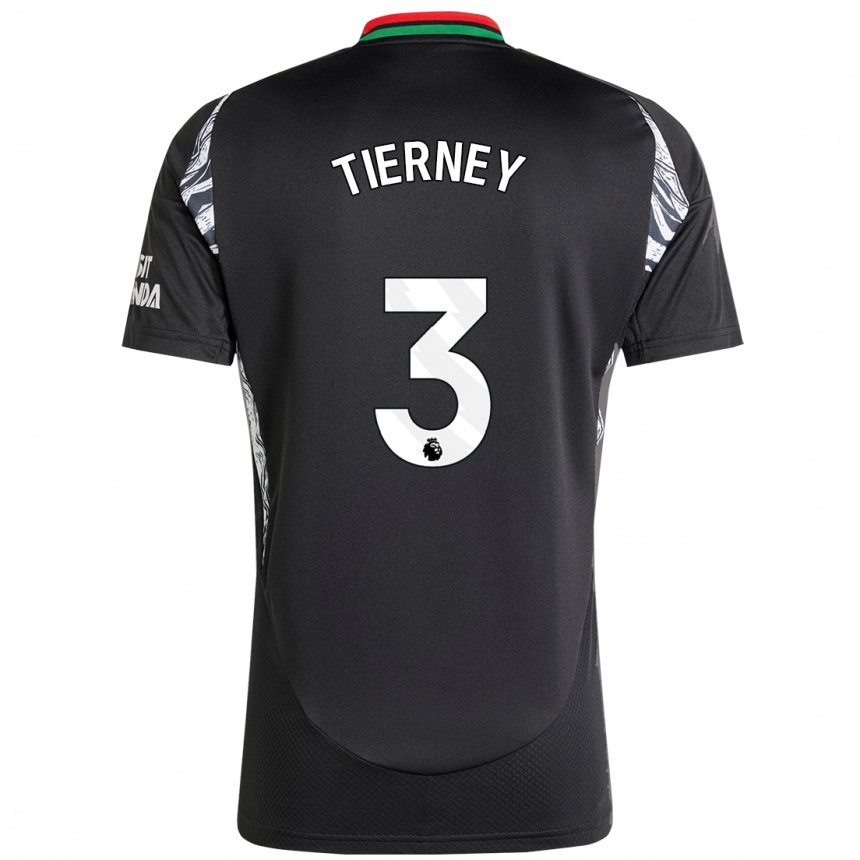 Kids Football Kieran Tierney #3 Black Away Jersey 2024/25 T-Shirt Uk