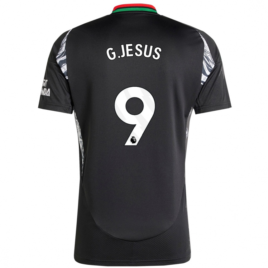 Kids Football Gabriel Jesus #9 Black Away Jersey 2024/25 T-Shirt Uk