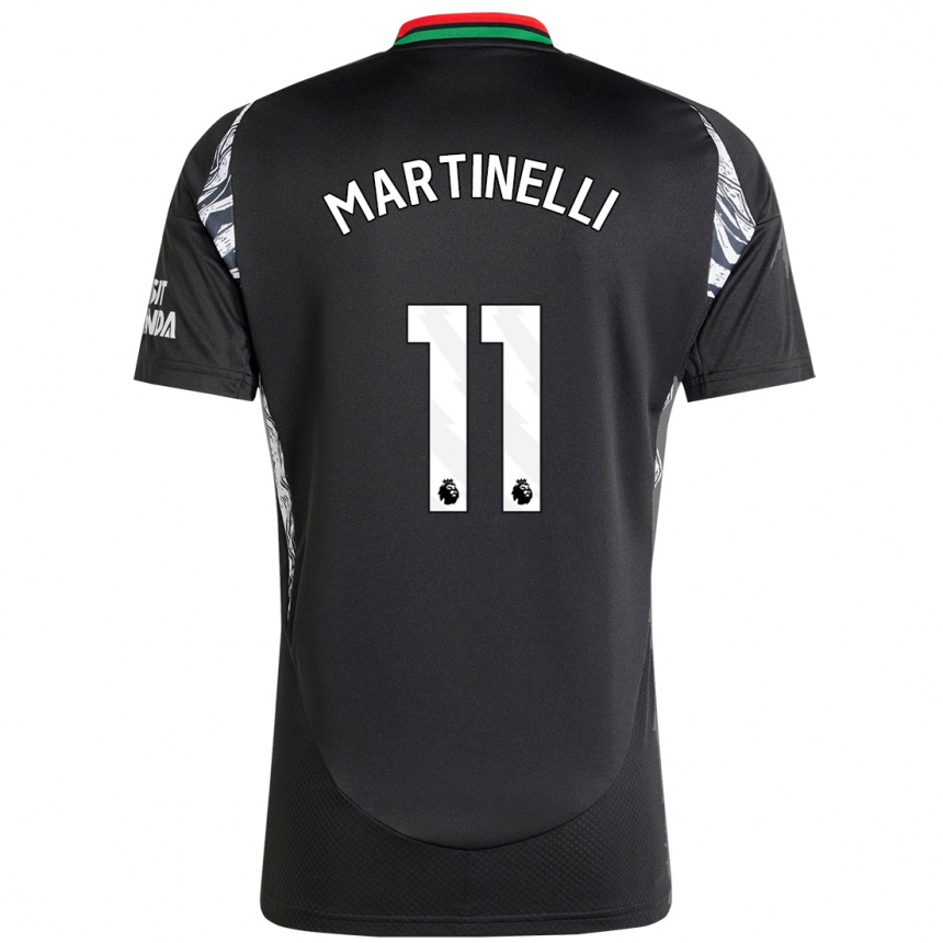 Kids Football Gabriel Martinelli #11 Black Away Jersey 2024/25 T-Shirt Uk