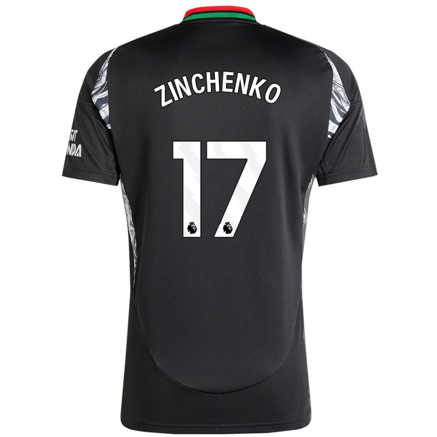 Kids Football Oleksandr Zinchenko #17 Black Away Jersey 2024/25 T-Shirt Uk