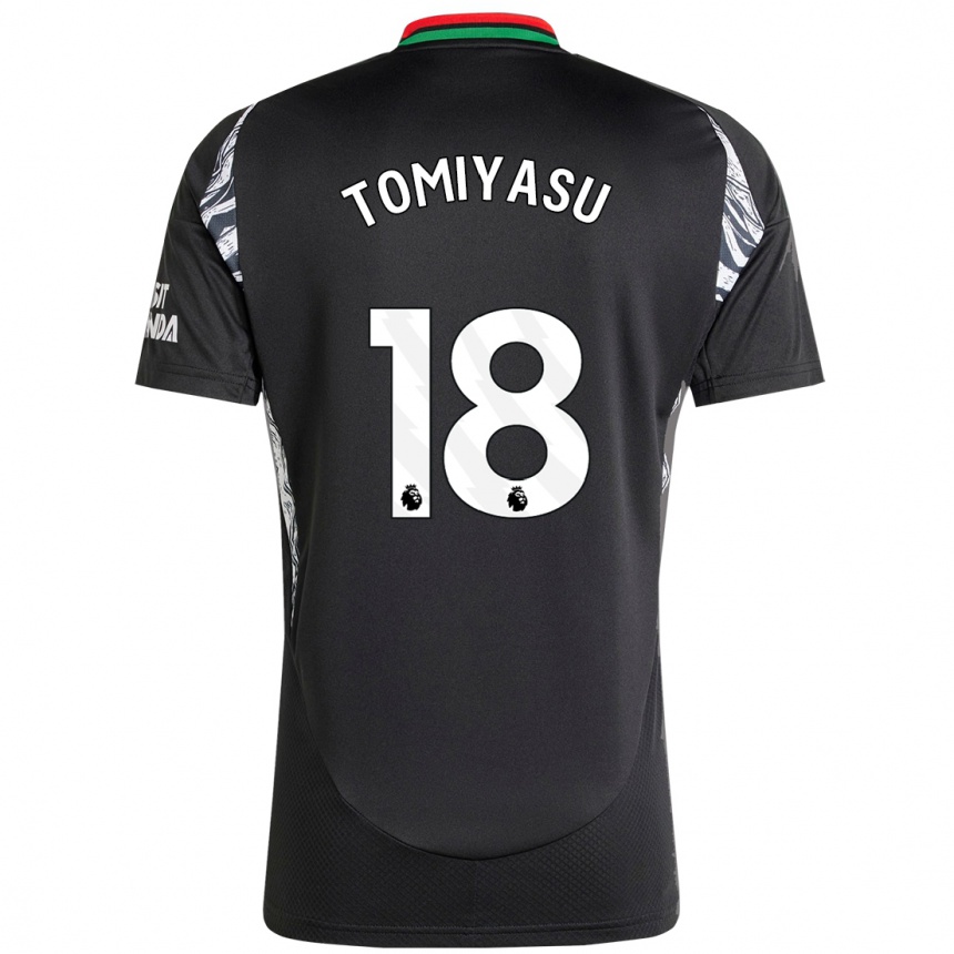 Kids Football Takehiro Tomiyasu #18 Black Away Jersey 2024/25 T-Shirt Uk