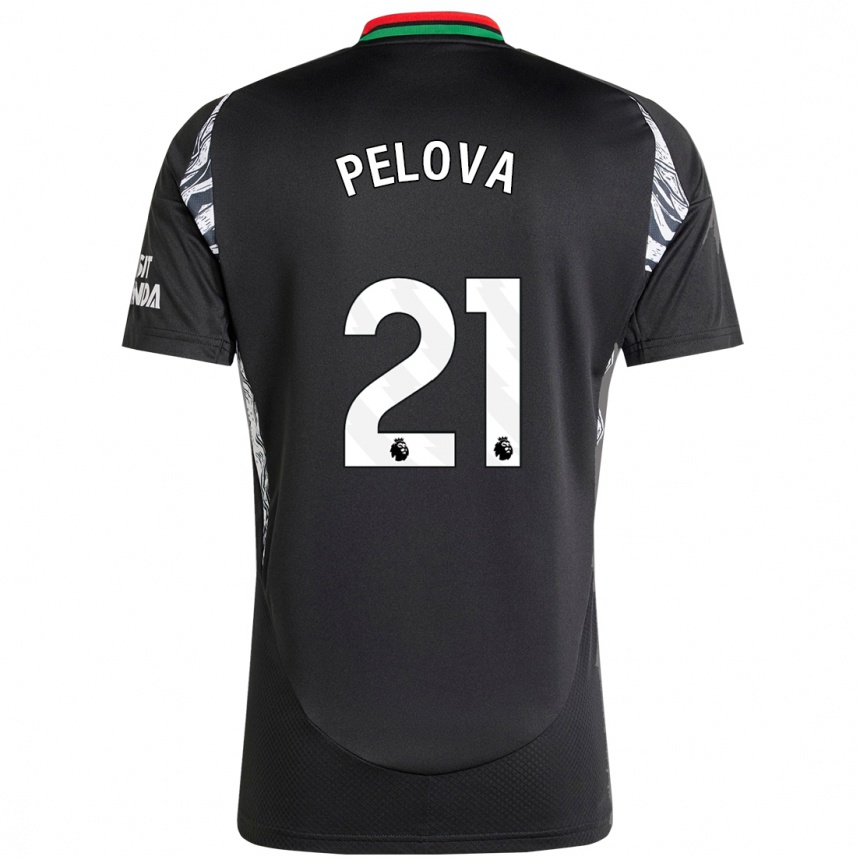 Kids Football Victoria Pelova #21 Black Away Jersey 2024/25 T-Shirt Uk