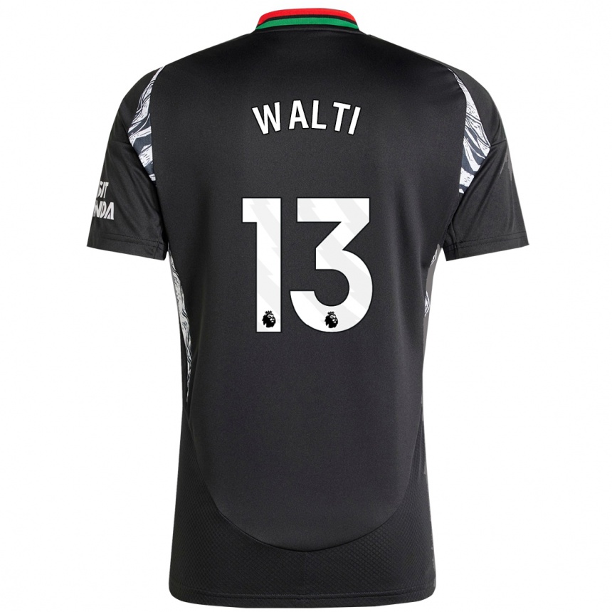 Kids Football Lia Walti #13 Black Away Jersey 2024/25 T-Shirt Uk