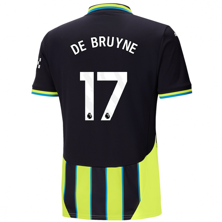 Kids Football Kevin De Bruyne #17 Blue Yellow Away Jersey 2024/25 T-Shirt Uk