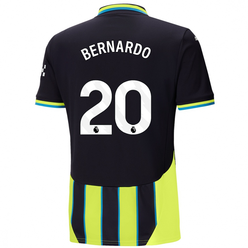 Kids Football Bernardo Silva #20 Blue Yellow Away Jersey 2024/25 T-Shirt Uk