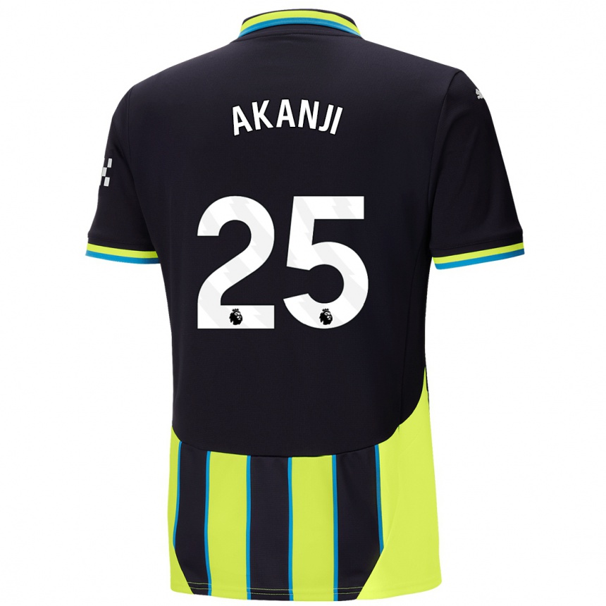 Kids Football Manuel Akanji #25 Blue Yellow Away Jersey 2024/25 T-Shirt Uk