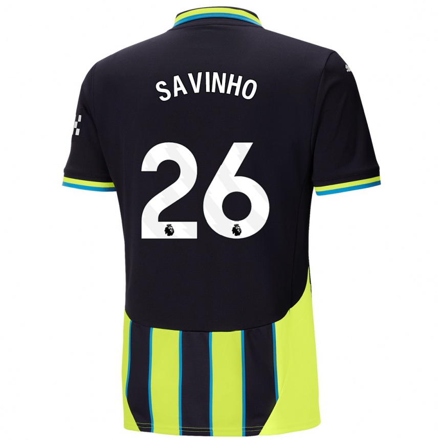 Kids Football Sávio #26 Blue Yellow Away Jersey 2024/25 T-Shirt Uk